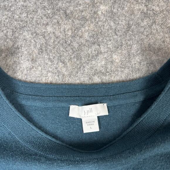 J Jill Tunic Sweater Womens Large Rounded Neck Turquoise Blue Pullover Cotton - Picture 7 of 8